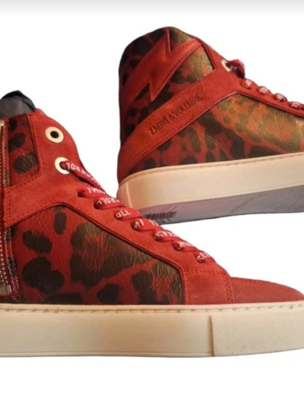 Zadig & Voltaire Red Leopard High-Top Sneakers